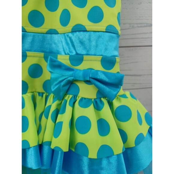 Weissman Dance Child IC Costume Leotard Dress Polkodot Blue Bow - Picture 3 of 8